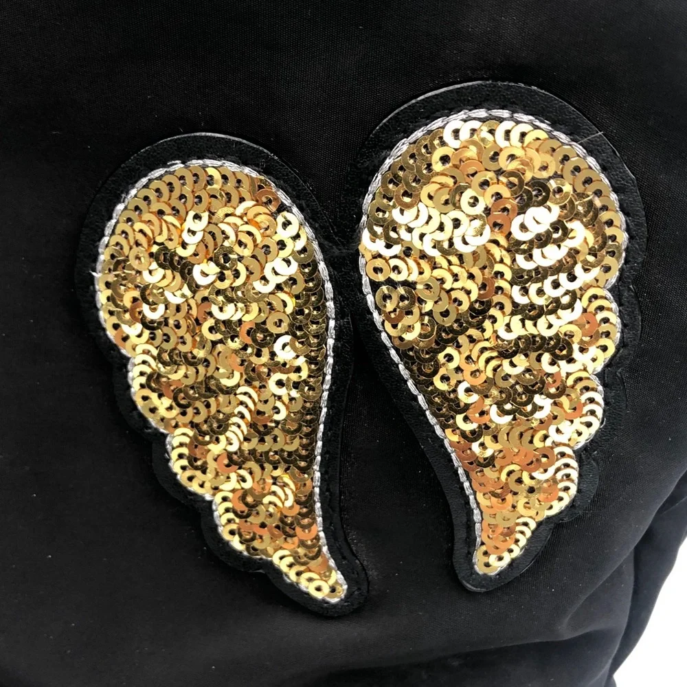 Victoria's Secret Black Backpack with Gold Embellishments Hearts & Wings - Picture 6 of 11